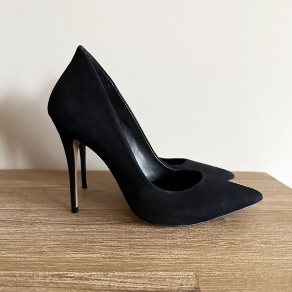 Aldo Cassedy Black Suede High Heel Pumps Womens Size 8 Nubuck Leather - Picture 4 of 11